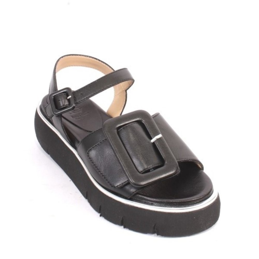 Luca Grossi 740 Black Leather Platform Sandals